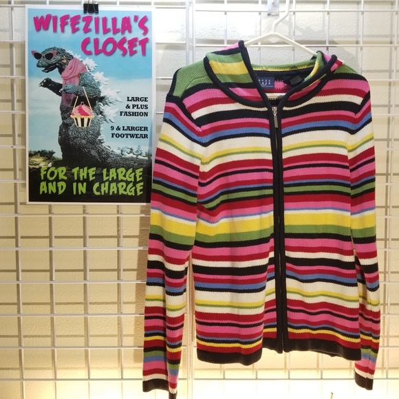 Crazy Horse Multicolor Zipper Hoodie Sweater Sz L